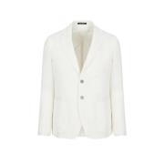 Witte Linnen Jas voor Heren Emporio Armani , White , Heren