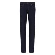 Denimblauwe Jeans met Lage Taille Emporio Armani , Blue , Heren