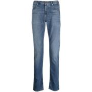Blauwe Slim-Fit Jeans met Contraststiksels Emporio Armani , Blue , Her...