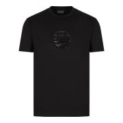 Zwart T-shirt met Pailletten voor Heren Emporio Armani , Black , Heren