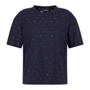 Devoré T-shirt met adelaarmotief Emporio Armani , Blue , Dames
