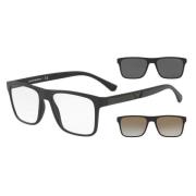 Mat Zwart Heldere Lens Zonnebril Emporio Armani , Black , Heren