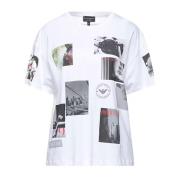 Retro Vintage Korte Mouw Wit Dames T-shirt Emporio Armani , White , Da...