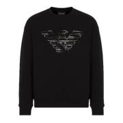 Zwarte Double Jersey Sweatshirt met Graffiti Logo Print Emporio Armani...
