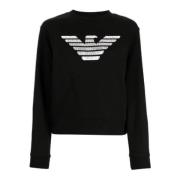 Zwarte adelaarprint dames sweatshirt Emporio Armani , Black , Dames