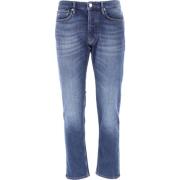 Blauwe Jeans met Groene Accenten Emporio Armani , Blue , Heren