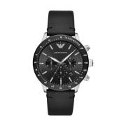 Elegant Quartz Horloge met Zwarte Wijzerplaat en Stalen Kast Emporio A...