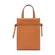 Bruine Leren Cross Body Tas met 3D-effect Logo Fendi , Brown , Heren