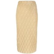 Gouden FF Motif Midi Rok Fendi , Yellow , Dames