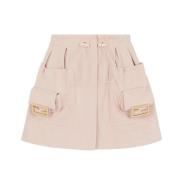 Roze Drill Rok met Trekkoord Taille en Zakken Fendi , Pink , Dames