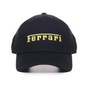 Zwarte Katoenen Logo Hoeden Ferrari , Black , Unisex