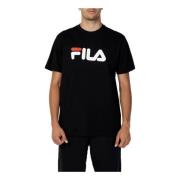 Heren Zwart Print T-shirt Fila , Black , Heren