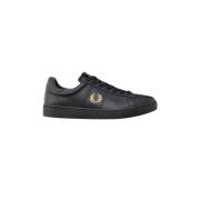 Spencer Leren Tennisschoen Fred Perry , Black , Heren