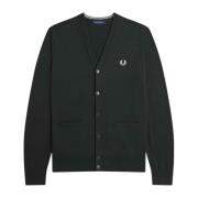 Gebreide V-Hals Cardigan Fred Perry , Green , Heren