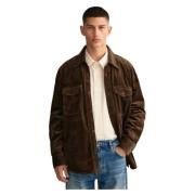 Bruine Fluweelsovershirt Gant , Brown , Heren