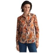 Zijden Katoenen Kasjmier Motief Overhemd Gant , Multicolor , Dames