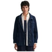 Gewassen Katoenen Militaire Stijl Jas Gant , Blue , Heren