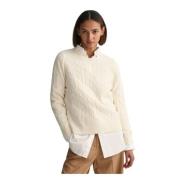 Gebreide Wollen Trui Gant , White , Dames