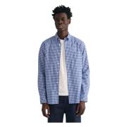 Poplin Gingham Overhemd Gant , Blue , Heren