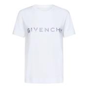 Witte Ribgebreide Crewneck T-shirts en Polos Givenchy , White , Dames