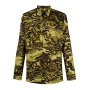Camouflage Print Overhemd Givenchy , Green , Heren