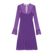 zijden chiffon midi jurk Gucci , Purple , Dames