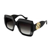 Oversized Vierkante Zonnebril GG1022S-006-Black Gucci , Black , Dames