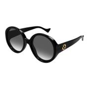 Oversized ronde zwarte GG zonnebril Gucci , Black , Dames