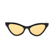 Stijlvolle Cat-Eye Zonnebril met Web Motief Gucci , Black , Dames