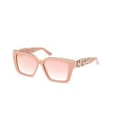 Glanzende Roze Zonnebril met Bordeaux Spiegelglazen Guess , Pink , Uni...