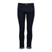 Mid-Rise Skinny Jeans met Gouden Stiksels Guess , Blue , Dames