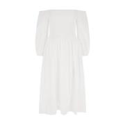 Katoenen midi-jurk met blote schouders Guess , White , Dames