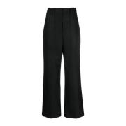 Hoge taille rechte pasvorm wollen broek Hugo Boss , Black , Dames