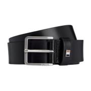 Zwarte leren riem met metalen detail Hugo Boss , Black , Heren