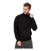 Zwarte trui met relaxte pasvorm en hoge kraag Hugo Boss , Black , Here...