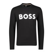 Zwarte Geprinte Ronde Hals Sweater Hugo Boss , Black , Heren