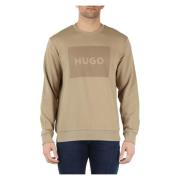 Logo Sweatshirt met Ribdetails Hugo Boss , Beige , Heren