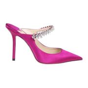 Raspberry Satin Kristal Muiltjes Jimmy Choo , Pink , Dames