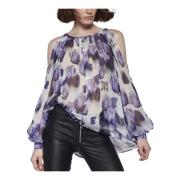 Semi-transparante zijden blouse John Richmond , Purple , Dames