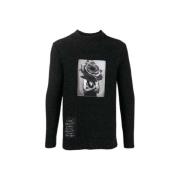 Gebreide trui met hoge kraag en print John Richmond , Black , Heren