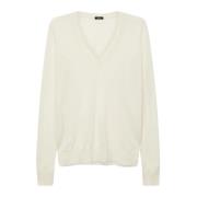 Cashair V Neck Jumper - Ivory Joseph , White , Dames