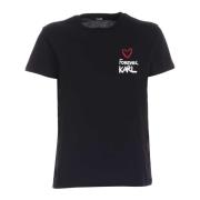 Contrasterend Print Crewneck T-shirt Karl Lagerfeld , Black , Dames
