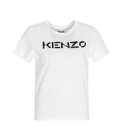 Klassiek Logo T-Shirt, Wit, 100% Katoen Kenzo , White , Dames