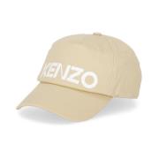 Beige Katoenen Baseballpet met Contrasterend Logo Kenzo , Beige , Here...