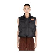 Gewatteerd Cargo Vest met Logo Patch Kenzo , Black , Heren