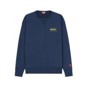 Oversize Blauwe Sweatshirt met Bloemenborduursel Kenzo , Blue , Heren