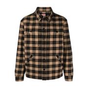 Klassieke Lumberjack Geruite Wollen Overhemd Kenzo , Beige , Heren