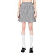 Bloemen Gestreepte Denim Mini Rok Kenzo , White , Dames