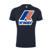Maxi Logo T-shirt voor heren K-Way , Blue , Heren