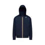 Blauwe Katoenmix Rits Hoodie K-Way , Blue , Heren